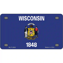 Wisconsin State Flag Metal License Plate 4" x 2.2" (MLP)