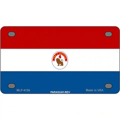 Paraguay-REV Flag Metal License Plate 4" x 2.2" (MLP)