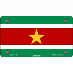 Suriname Flag Metal License Plate 4" x 2.2" (MLP)