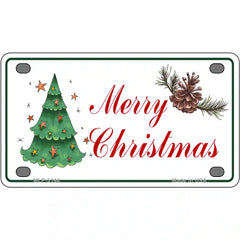 Merry Christmas Tree Metal Novelty License Plate 4" x 2.2" (MLP)