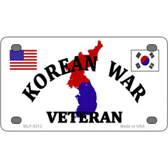 Korean War Veteran Novelty Metal License Plate 4" x 2.2" (MLP)