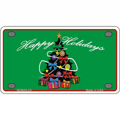 Happy Holidays Christmas Tree Metal Novelty License Plate 4" x 2.2" (MLP)