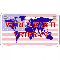 WW II Veteran Novelty Metal License Plate 7" x 4" (MP)