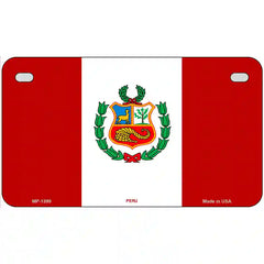 Peru Flag Metal License Plate 7" x 4" (MP)