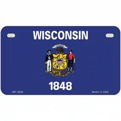 Wisconsin State Flag Metal License Plate 7" x 4" (MP)