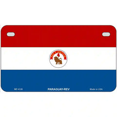 Paraguay-REV Flag Metal License Plate 7" x 4" (MP)