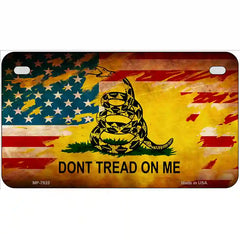 Dont Tread On Me US Flag Novelty Metal License Plate 7" x 4" (MP)