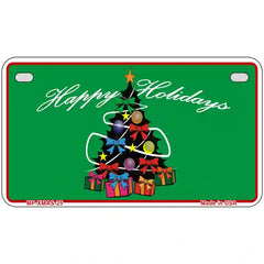 Happy Holidays Christmas Tree Metal Novelty License Plate 7" x 4" (MP)