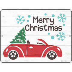 Merry Christmas Car Hauling Tree Novelty Metal Parking Sign 9" x 12" (P)