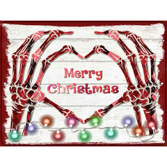 Merry Christmas Skeleton Hands Novelty Metal Parking Sign 9" x 12" (P)