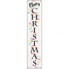 Merry Christmas Lights White Novelty Metal Street Sign 24" x 5" (ST)