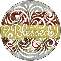 Blessed Christmas Novelty Metal Circle Sign 8" (UC)