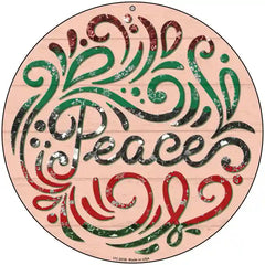 Peace Christmas Novelty Metal Circle Sign 8" (UC)