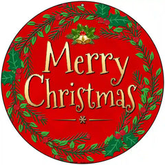 Merry Christmas Novelty Metal Circular Sign 8" (UC)