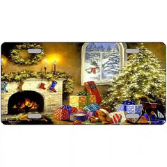 Christmas Scene Metal Novelty License Plate 12" x 6" (LP)