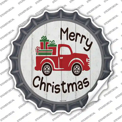 Merry Christmas Present Truck Novelty Bottle Cap Sticker Decal Small