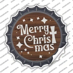 Merry Christmas with Cross Novelty Bottle Cap Sticker Decal Small