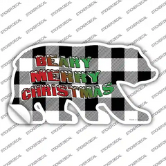 Beary Merry Christmas White Novelty Bear Sticker Decal Small