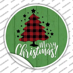 Merry Christmas With Tree Novelty Circle Sticker Decal Small