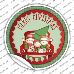 Merry Christmas Family Novelty Circle Sticker Decal Small