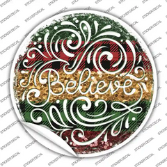 Believe Christmas Novelty Circle Sticker Decal Small