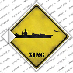 Aircraft Carrier Xing Novelty Diamond Sticker Decal Small