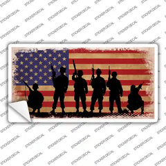 Military Soldiers American Flag Novelty Sticker Decal Small