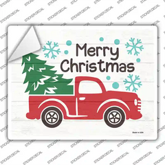 Merry Christmas Truck Novelty Rectangle Sticker Decal Small