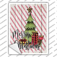 Merry Christmas Tree Novelty Rectangle Sticker Decal Small