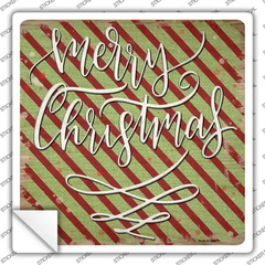 Merry Christmas Red and Green Novelty Square Sticker Decal Small