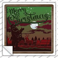 Merry Christmas Shadow Box Novelty Square Sticker Decal Small