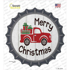 Merry Christmas Present Truck Novelty Bottle Cap Sticker Decal Small