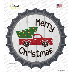 Merry Christmas Tree Truck Novelty Bottle Cap Sticker Decal Small