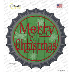 Merry Christmas Green Wood Novelty Bottle Cap Sticker Decal Small