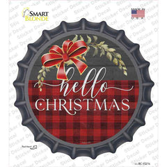 Hello Christmas Plaid Novelty Bottle Cap Sticker Decal Small