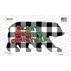 Beary Merry Christmas White Novelty Bear Sticker Decal Small