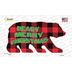 Beary Merry Christmas Red Novelty Bear Sticker Decal Small