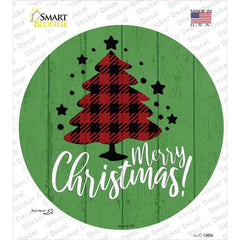 Merry Christmas With Tree Novelty Circle Sticker Decal Small