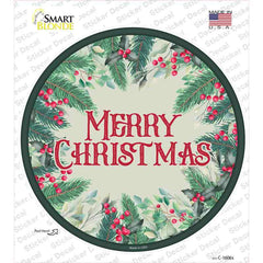 Merry Christmas Red Berries Novelty Circle Sticker Decal Small