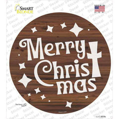 Merry Christmas with Cross Novelty Circle Sticker Decal Small