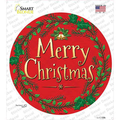 Merry Christmas Red Wreath Novelty Circle Sticker Decal Small