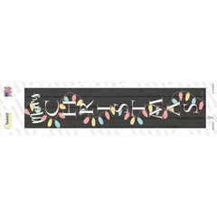 Merry Christmas Lights Black Novelty Narrow Sticker Decal Small