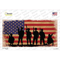 Military Soldiers American Flag Novelty Sticker Decal Small