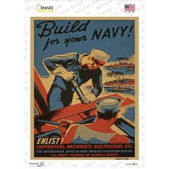 Build Your Navy Vintage Poster Novelty Rectangle Sticker Decal Small