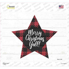 Merry Christmas Yall Novelty Rectangle Sticker Decal Small