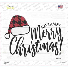 Merry Christmas Hat Novelty Rectangle Sticker Decal Small