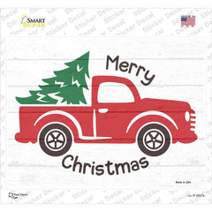 Merry Christmas Hauling Tree Novelty Rectangle Sticker Decal Small