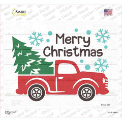 Merry Christmas Truck Novelty Rectangle Sticker Decal Small