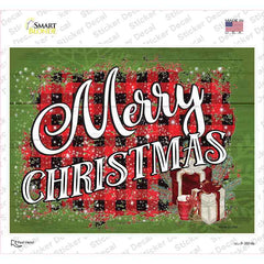 Merry Christmas Plaid Novelty Rectangle Sticker Decal Small