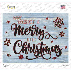 Merry Little Christmas Blue Novelty Rectangle Sticker Decal Small